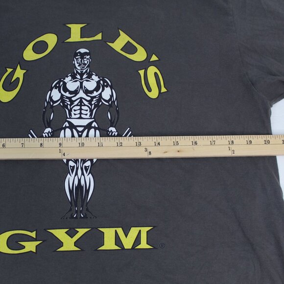 Vintage Golds Gym Shirt Mens Medium Gray Tshirt Workout lifting World - Picture 6 of 7